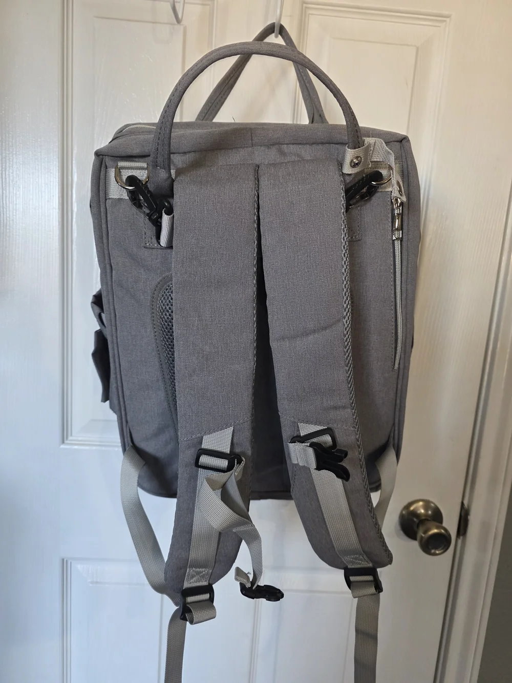 Gray Baby Diaper Backpack - Practical Hands-Free Baby Bag